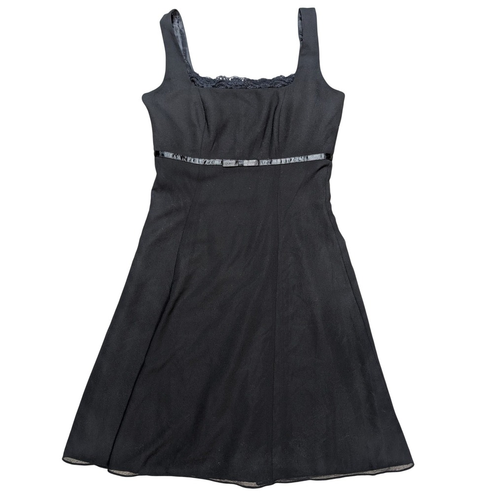 Vintage Black‎ Empire Waist 90s Y2K Sleeveless Midi Goth Evening Cocktail Dress